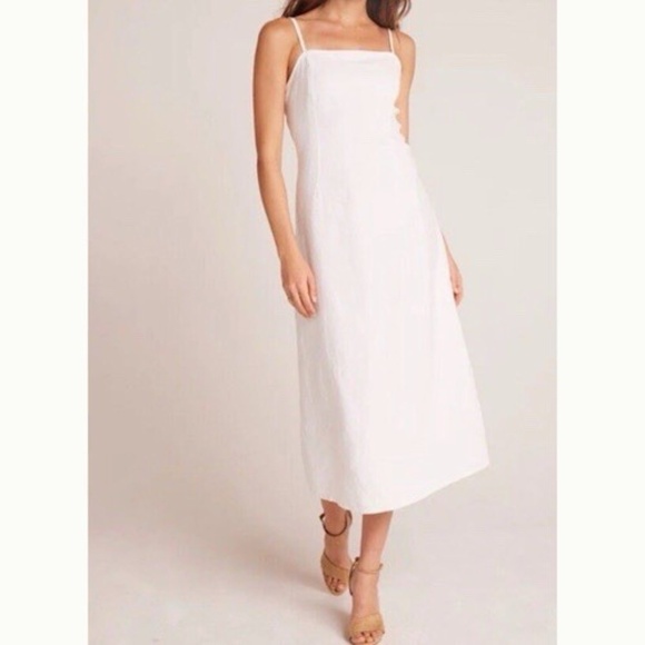 NEW Bella Dahl Cami Midi Linen Dress White Spaghetti Straps - Picture 5 of 8